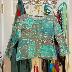 90s folky tie-dye blouse